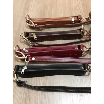 Φερμουάρ 22 cm με δέρμα & λουρί χιαστί