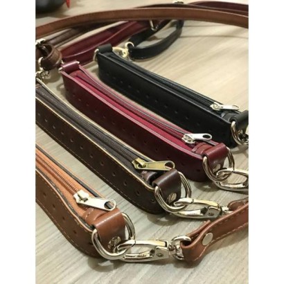 Φερμουάρ 22 cm με δέρμα & λουρί χιαστί