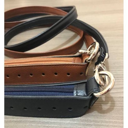 Φερμουάρ 22 cm με δέρμα & λουρί χιαστί