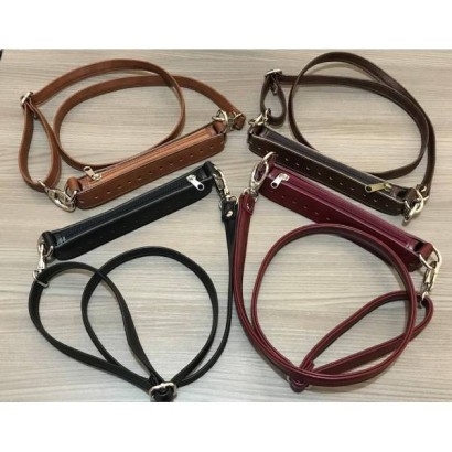 Φερμουάρ 22 cm με δέρμα & λουρί χιαστί