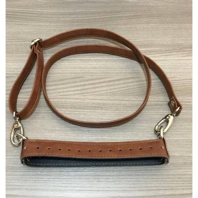 Φερμουάρ 22 cm με δέρμα & λουρί χιαστί