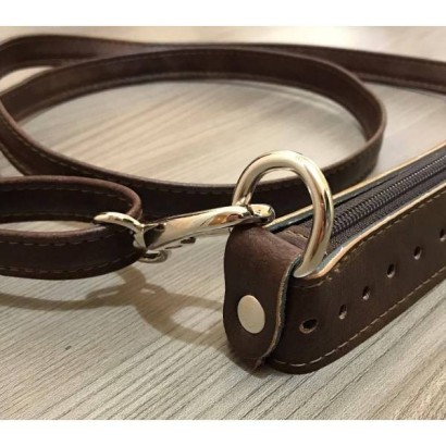 Φερμουάρ 22 cm με δέρμα & λουρί χιαστί