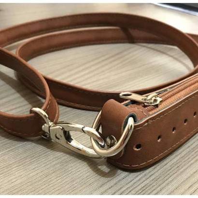 Φερμουάρ 22 cm με δέρμα & λουρί χιαστί