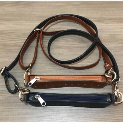 Φερμουάρ 22 cm με δέρμα & λουρί χιαστί