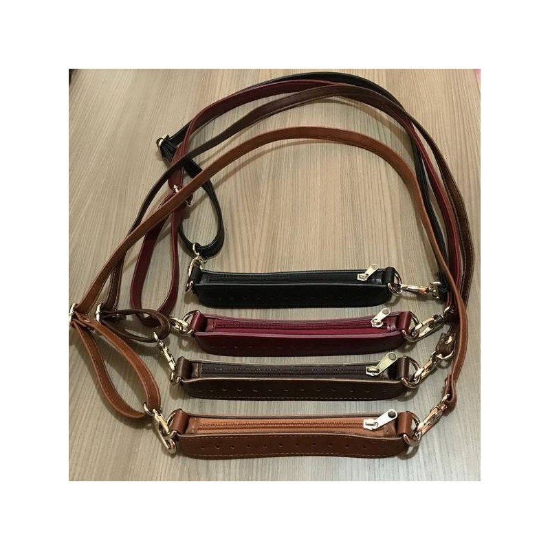 Φερμουάρ 22 cm με δέρμα & λουρί χιαστί