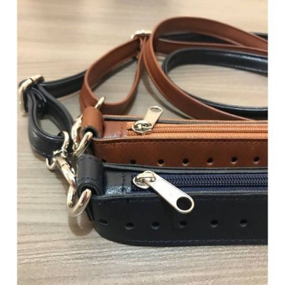 Φερμουάρ 25 cm με δέρμα & λουρί χιαστί