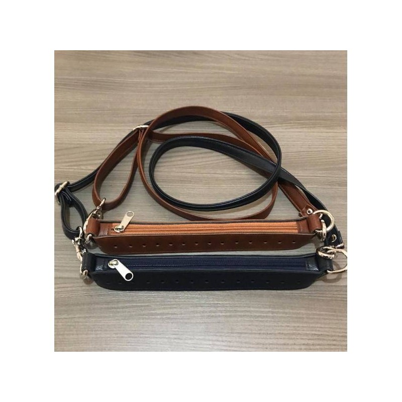 Φερμουάρ 25 cm με δέρμα & λουρί χιαστί