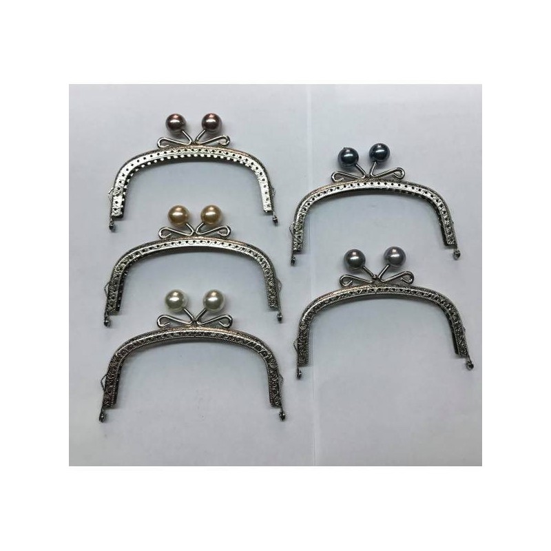 Μεταλλικό χερούλι ασημί με πέρλα