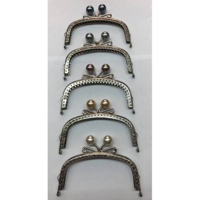 Μεταλλικό χερούλι ασημί με πέρλα