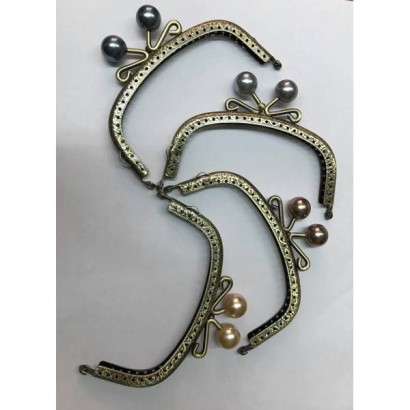 Μεταλλικό χερούλι μπρονζέ με πέρλα
