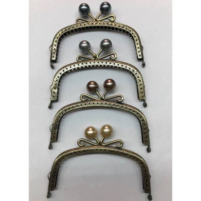 Μεταλλικό χερούλι μπρονζέ με πέρλα