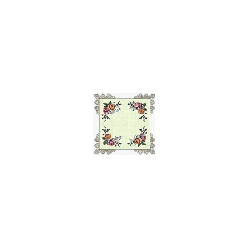 Table Square Cross Stitch Etamine Fabric Rose TO Triantafyllo 8002