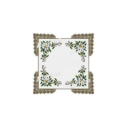 Table Square Cross Stitch Etamine Fabric Rose Almond Tree White 8010