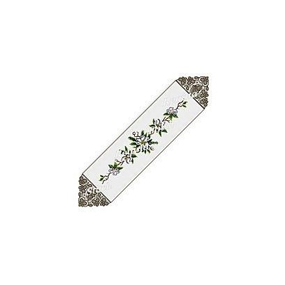 Table Runner Cross Stitch Etamine Fabric Rose Almond Tree White 8310